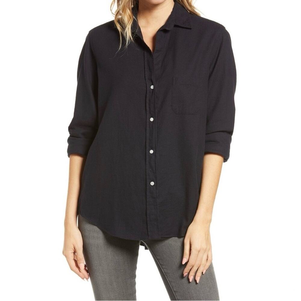 Grayson The Hero Button Up Shirt size small black linen casual summer top